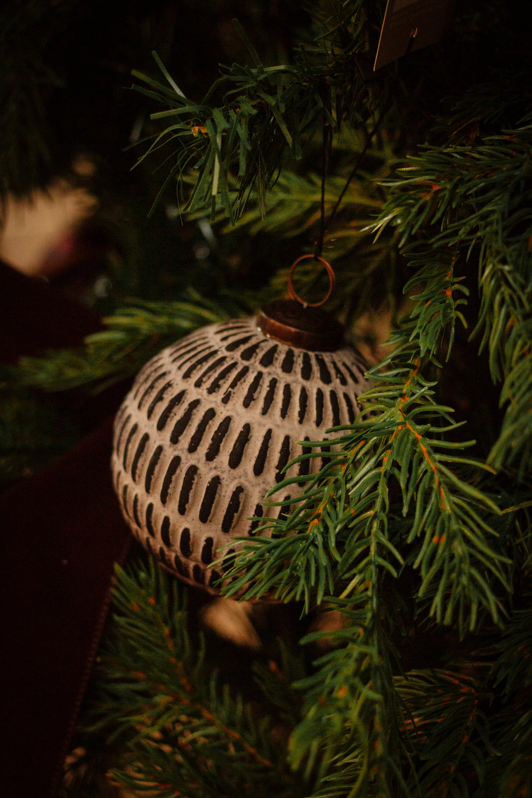 Black Dots Patinaed Ball Ornament