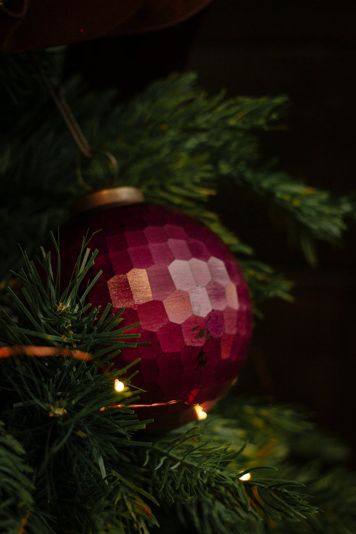 Cranberry Hammered Glass Ornament