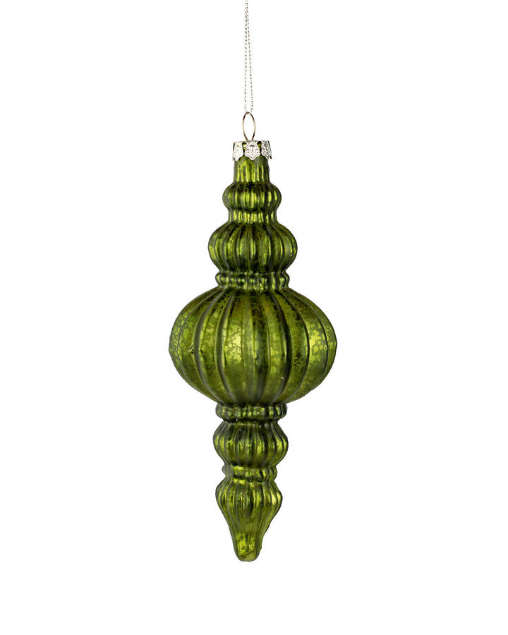 Dark Green Spindle Glass Ornament