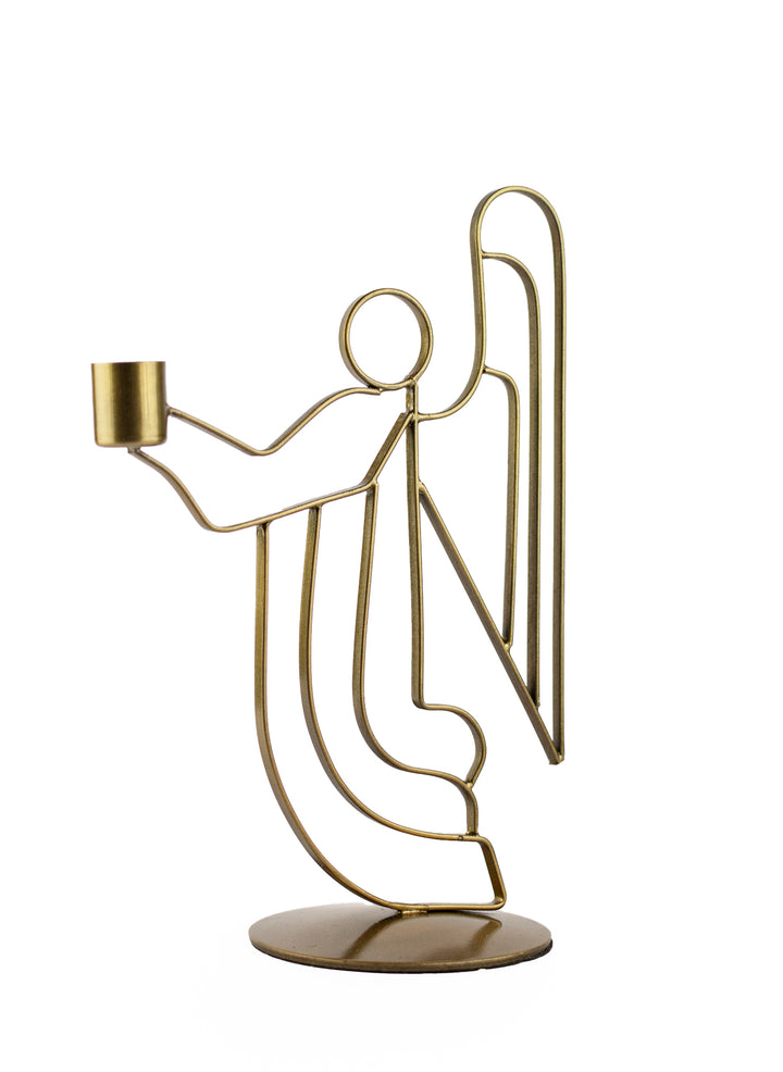 Antique Brass Angel Taper Candle Holders
