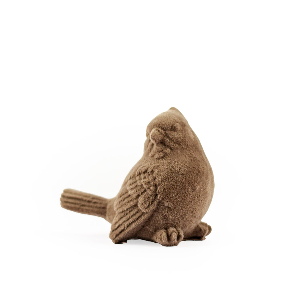 Taupe Flocked Resin Cardinal