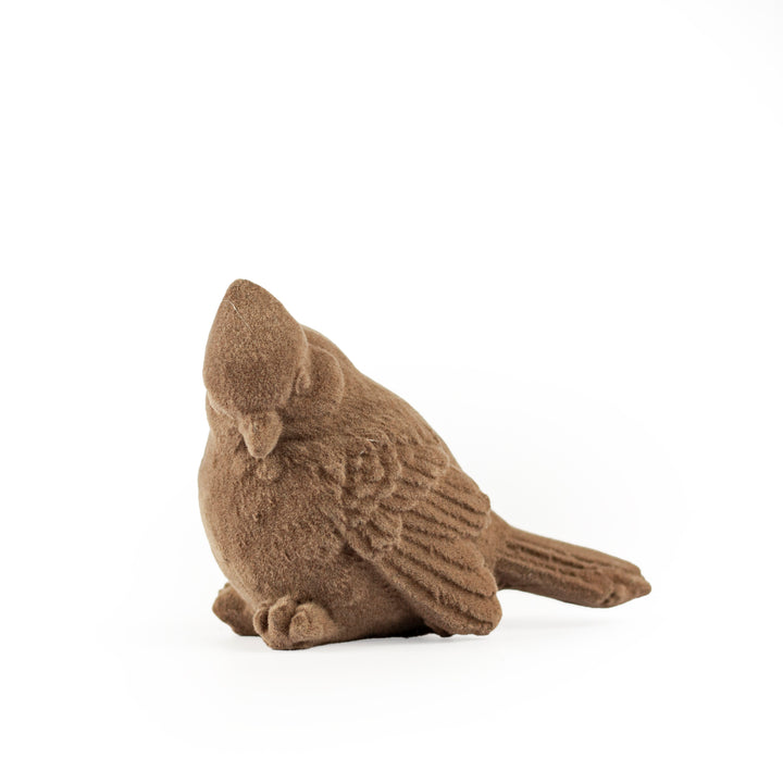 Taupe Flocked Resin Cardinal