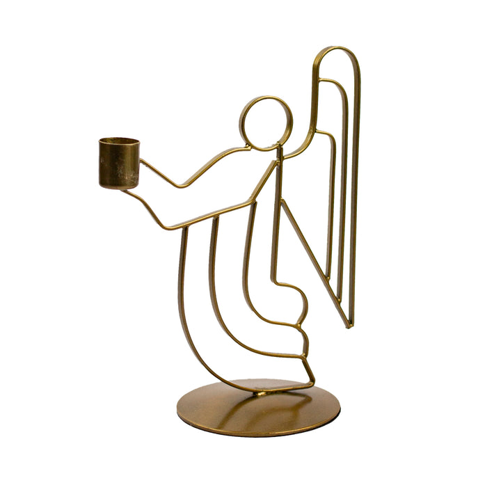 Antique Brass Angel Taper Candle Holders