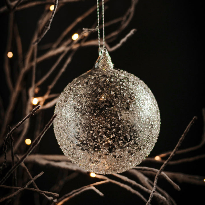 Silver Sand Glass Ball Ornament