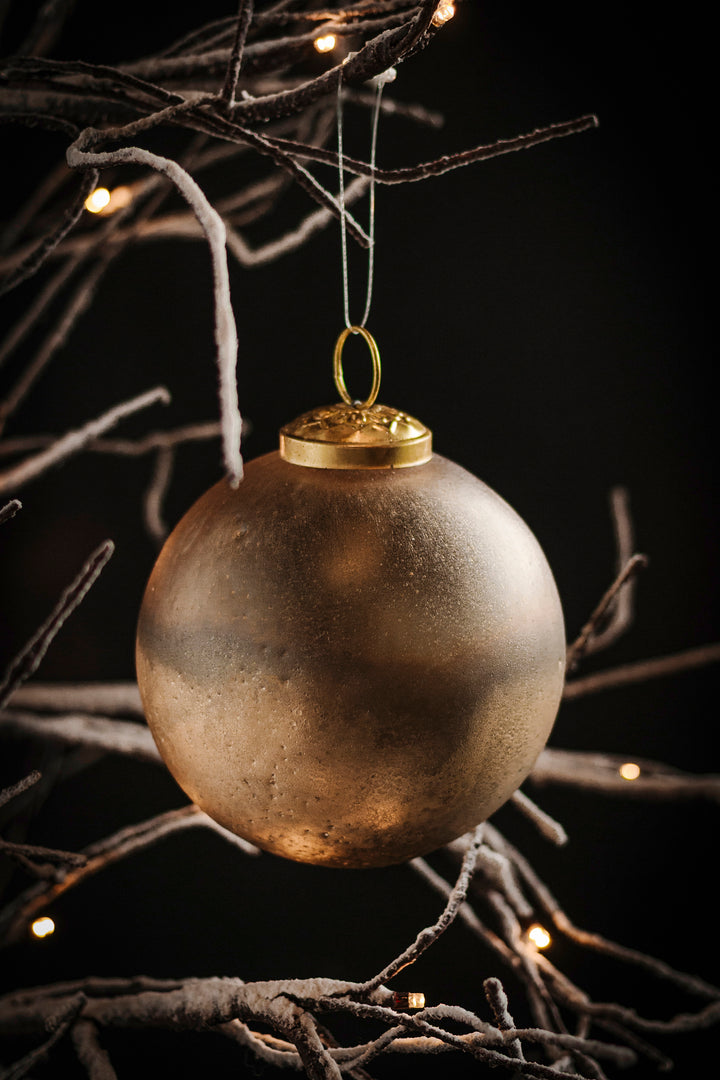 Frosted Gold Ball Ornament