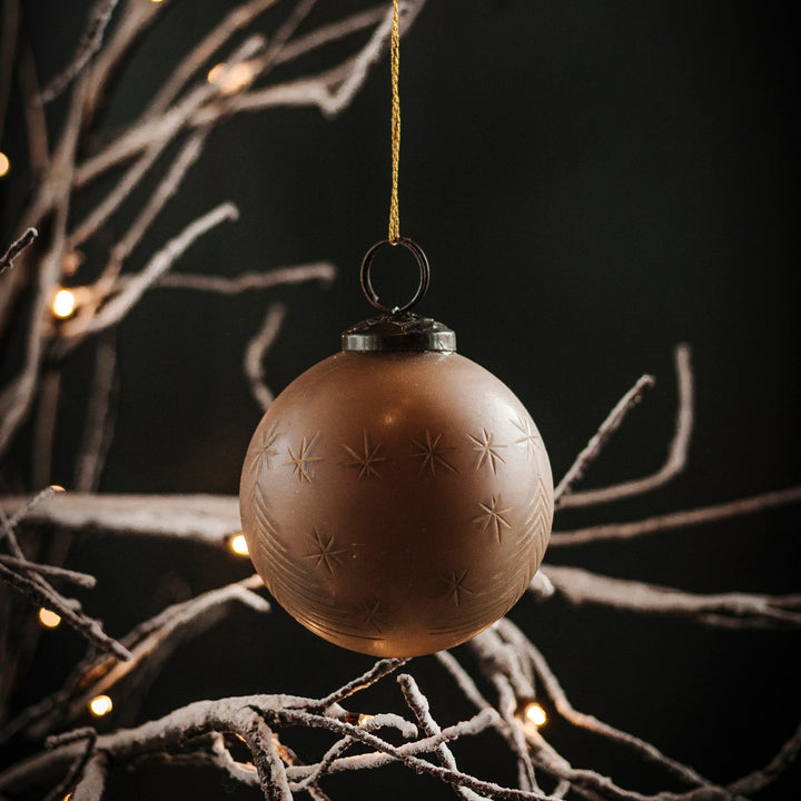 Caramel Winter Hand-Painted Glass Ball Ornament