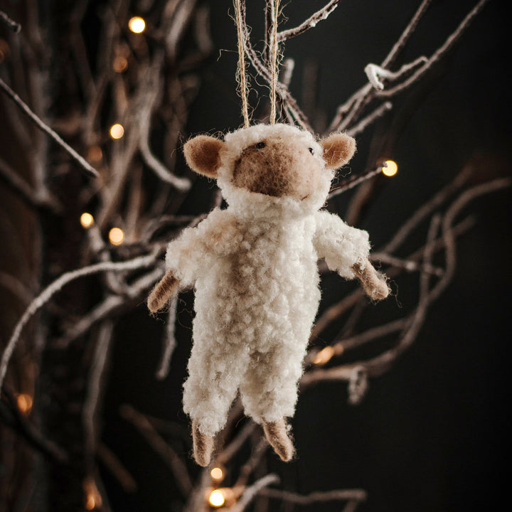 Ivory Wooly Sheep Ornament