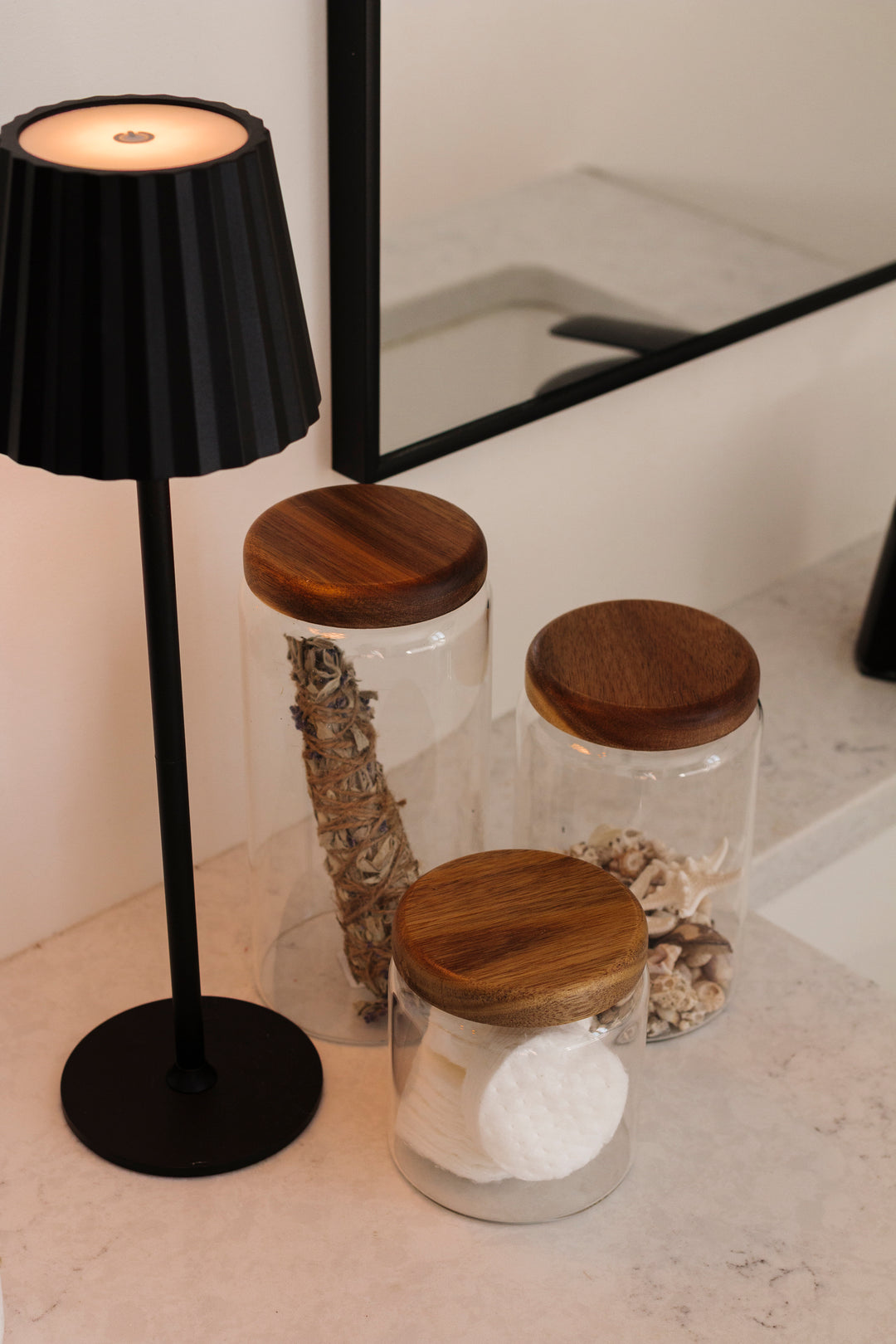 Acacia Wood Glass Canister