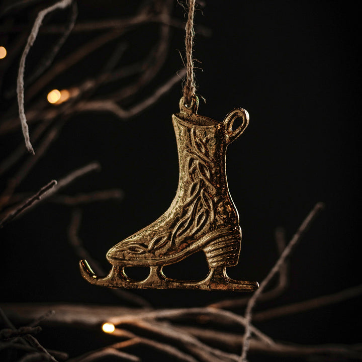 Winter Meadow Gold Skate Ornament