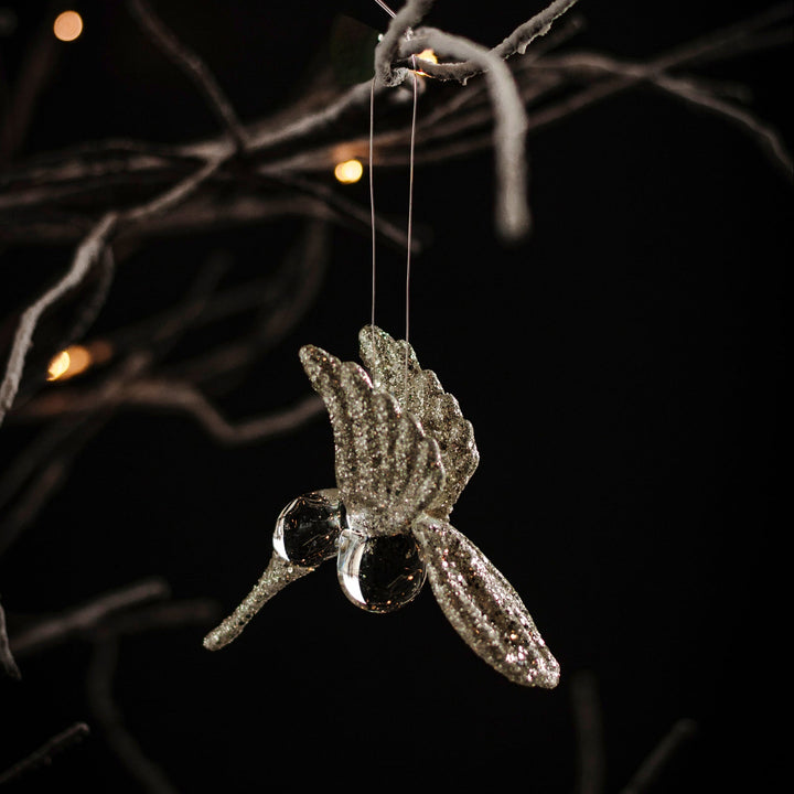Silver Glass Hummingbird Ornament