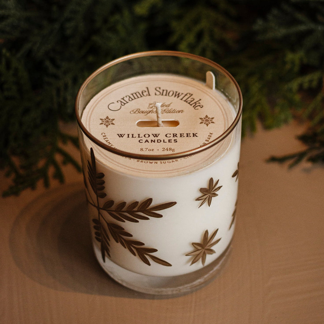 Caramel Snowflake Gilded Candle