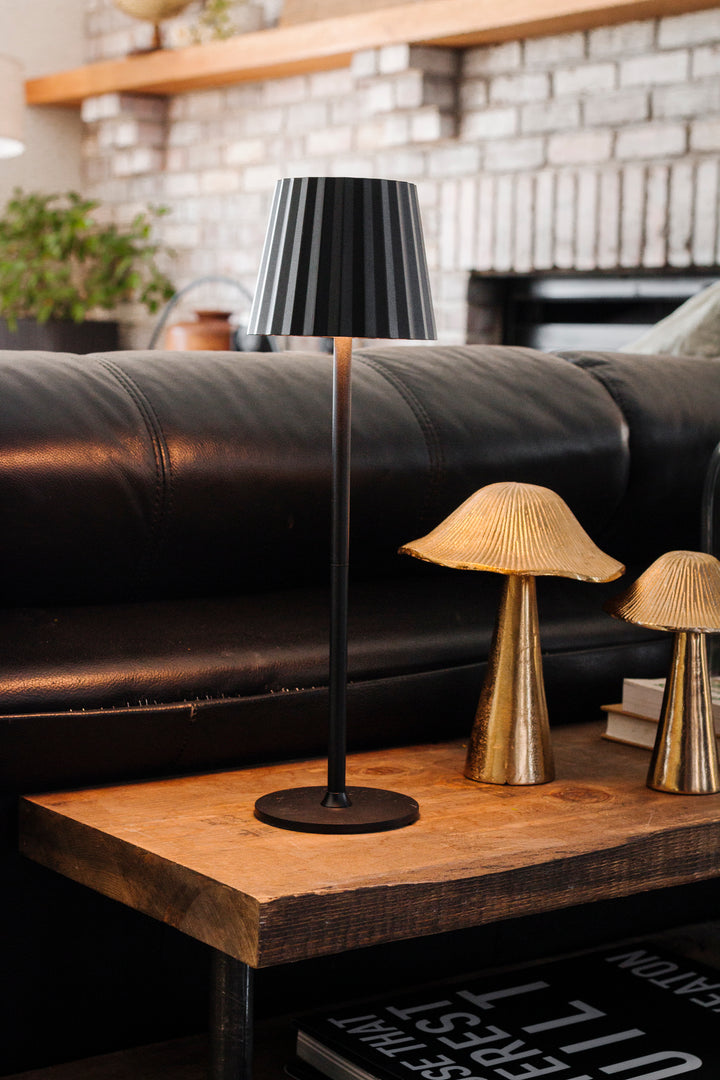 Fluted Shade Black LED Table Lamp