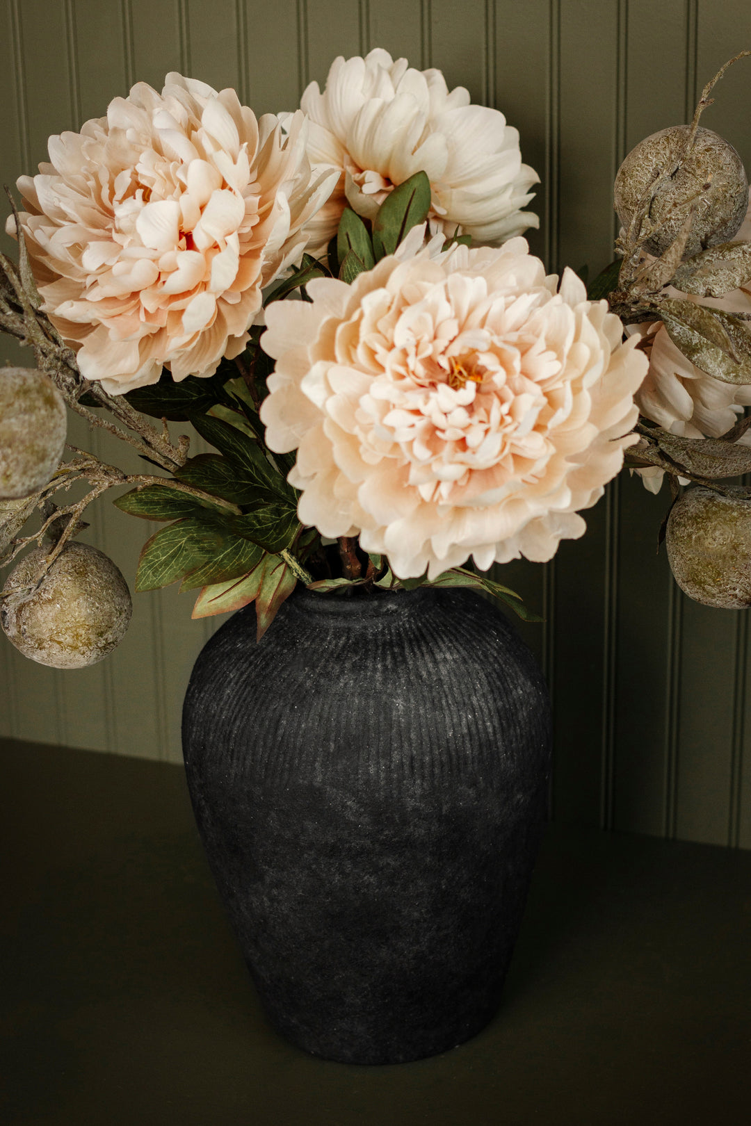 Faded Black Terracotta Garden Vase – Large