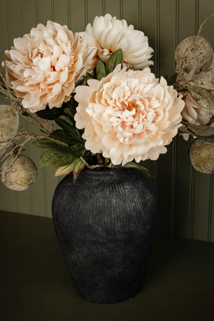 Faded Black Terracotta Garden Vase – Large