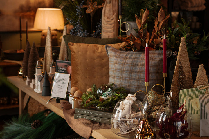 Heritage Plaid Cushion in Chestnut & Blue