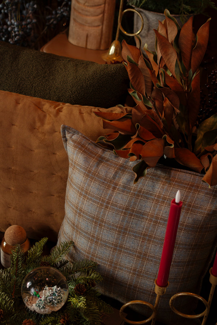 Heritage Plaid Cushion in Chestnut & Blue