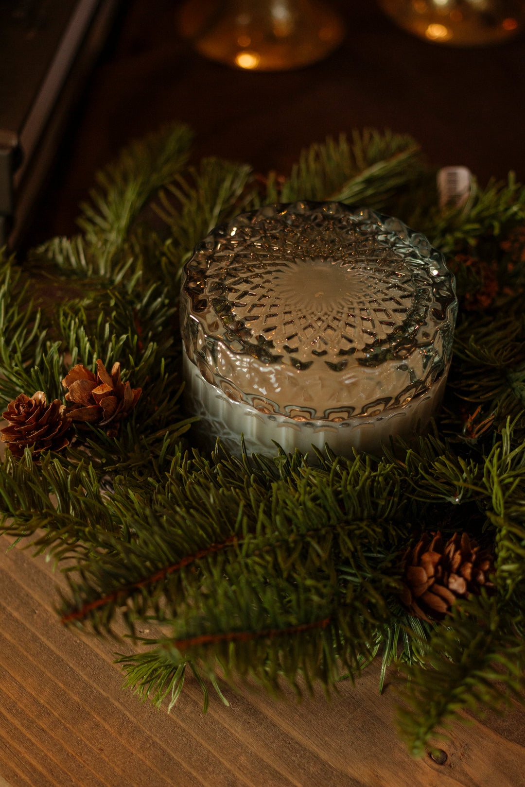 Frosted Fir Manor Vintage Crystal Candle