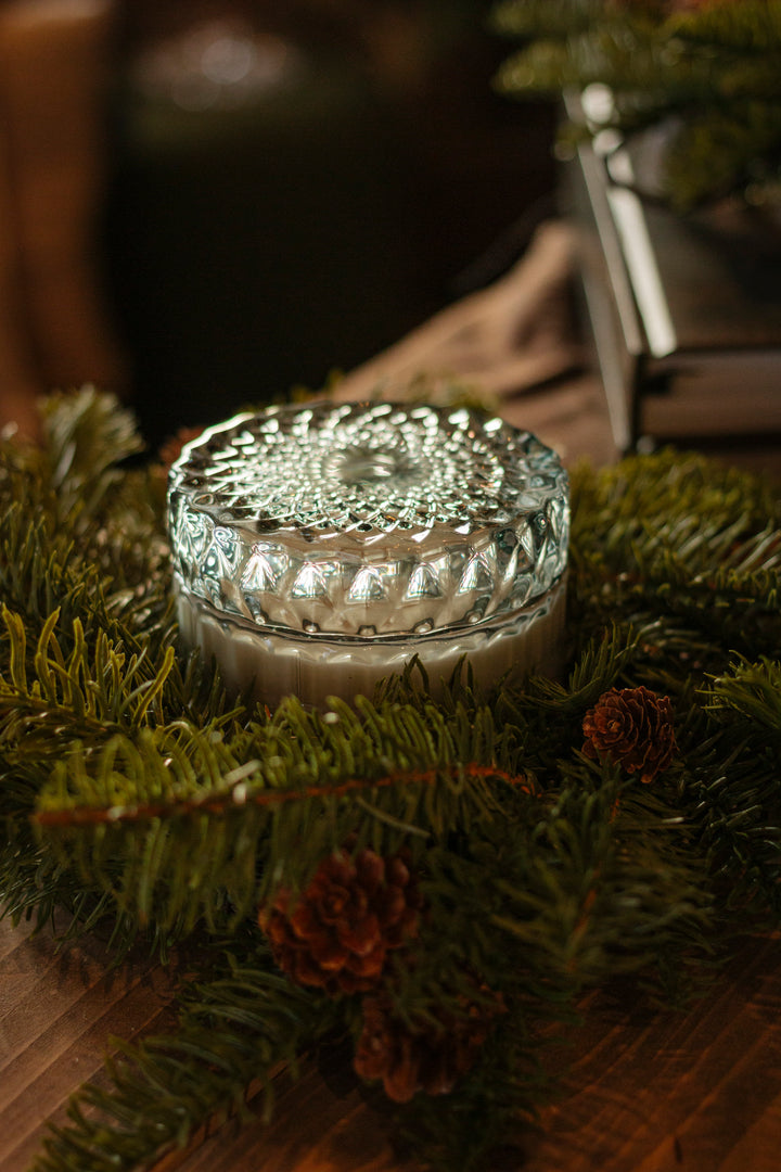 Frosted Fir Manor Vintage Crystal Candle