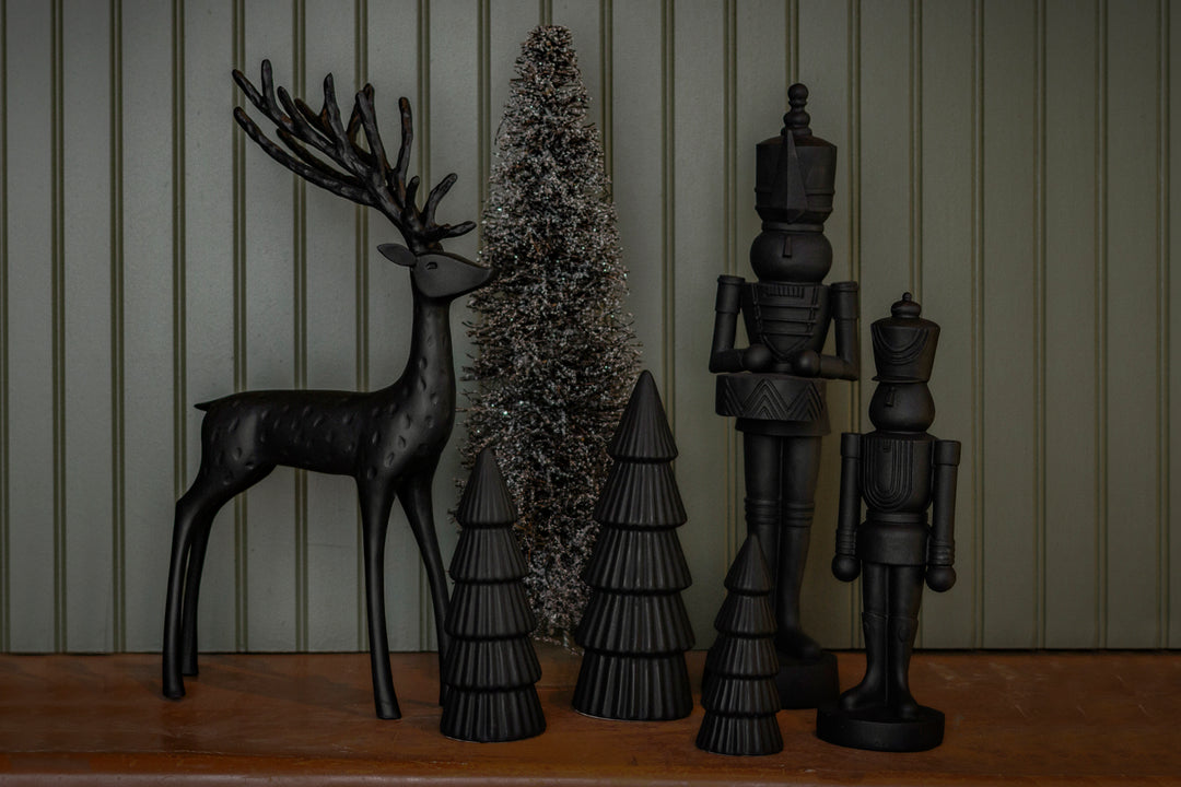 Sculpted Black Resin Deer
