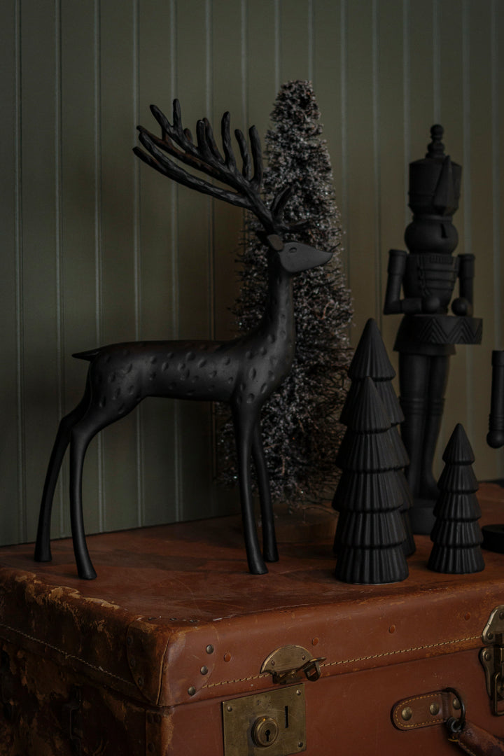 Sculpted Black Resin Deer