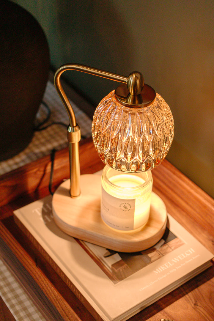 Crystal Glass Candle Warmer Lamp | Antique Gold