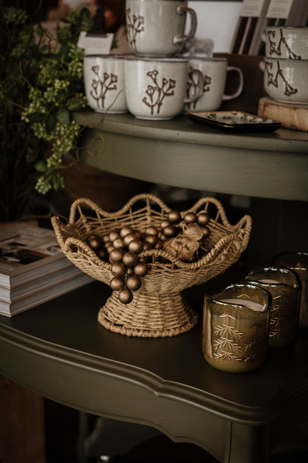 Scalloped Rattan Fruit Bowl