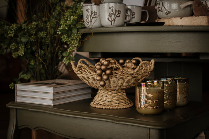 Scalloped Rattan Fruit Bowl