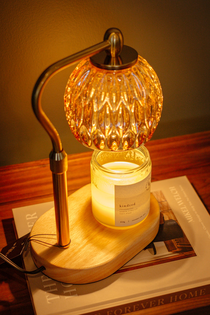 Crystal Glass Candle Warmer Lamp | Antique Gold