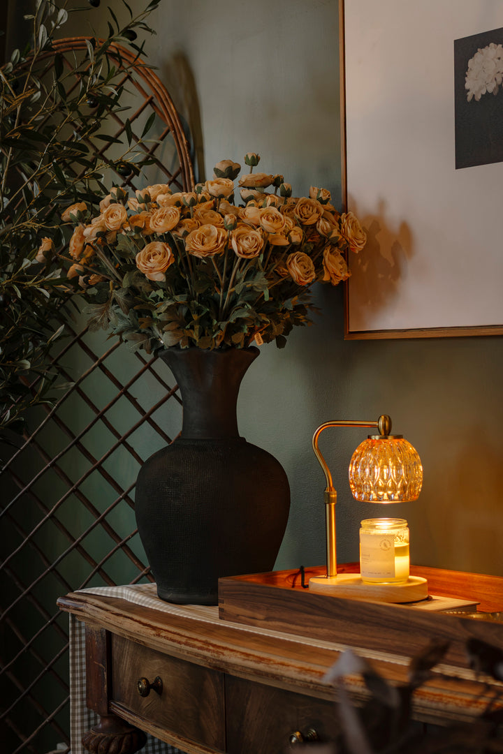 Crystal Glass Candle Warmer Lamp | Antique Gold