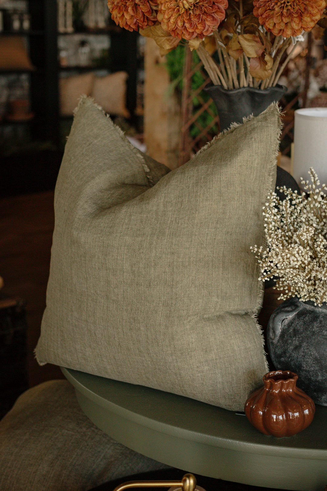 Kelp Lina Linen Pillow