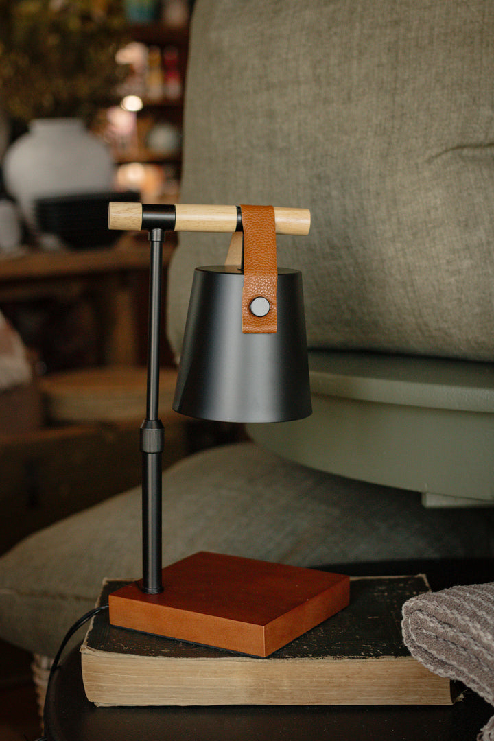 Wood & Metal Candle Warmer Lamp | Black