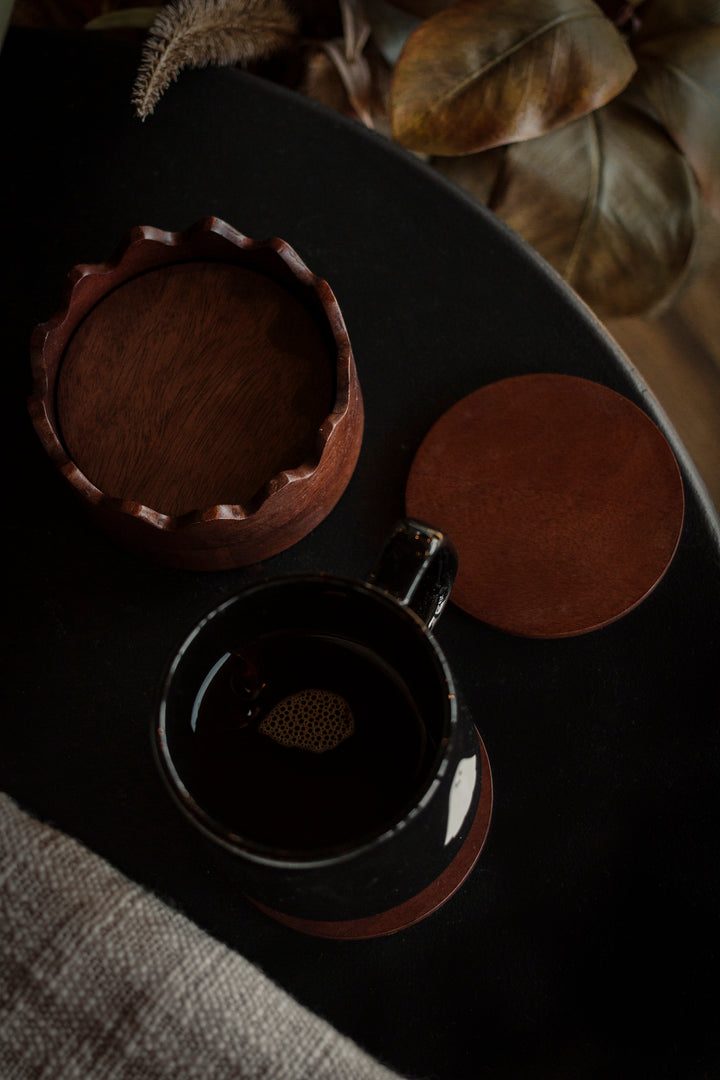 Scalloped Wood Coaster Set