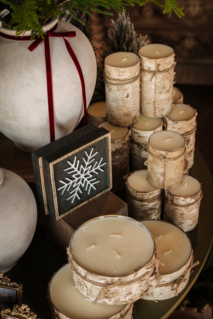 Natural Birch Bark Pillar Candle