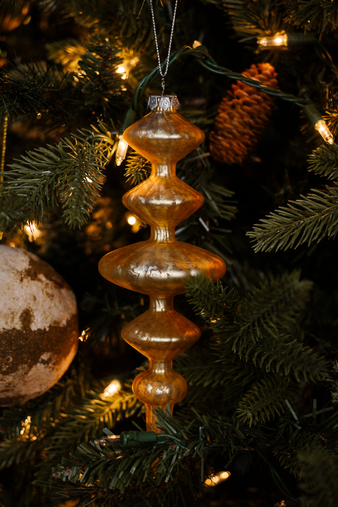 Gold Spindle Glass Ornament