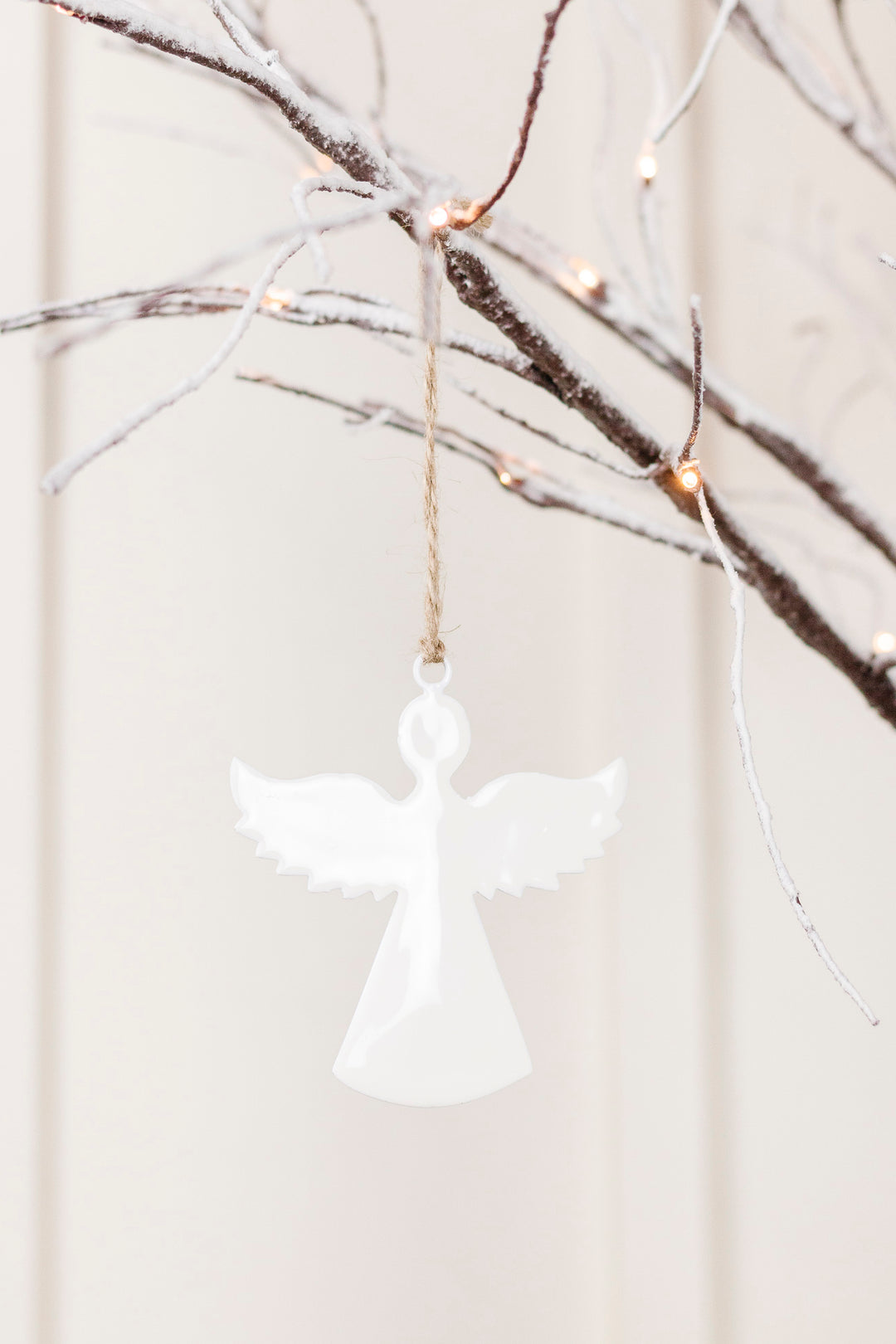 White Gloss Enamel Angel Ornament