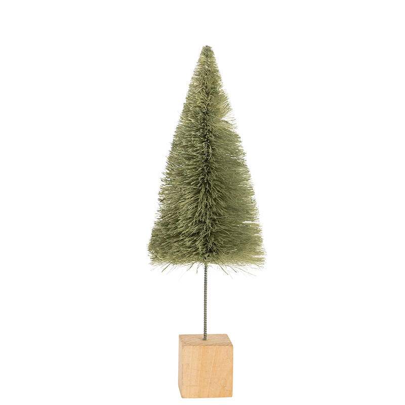 Sage Green Bottle Brush Tree on Wood