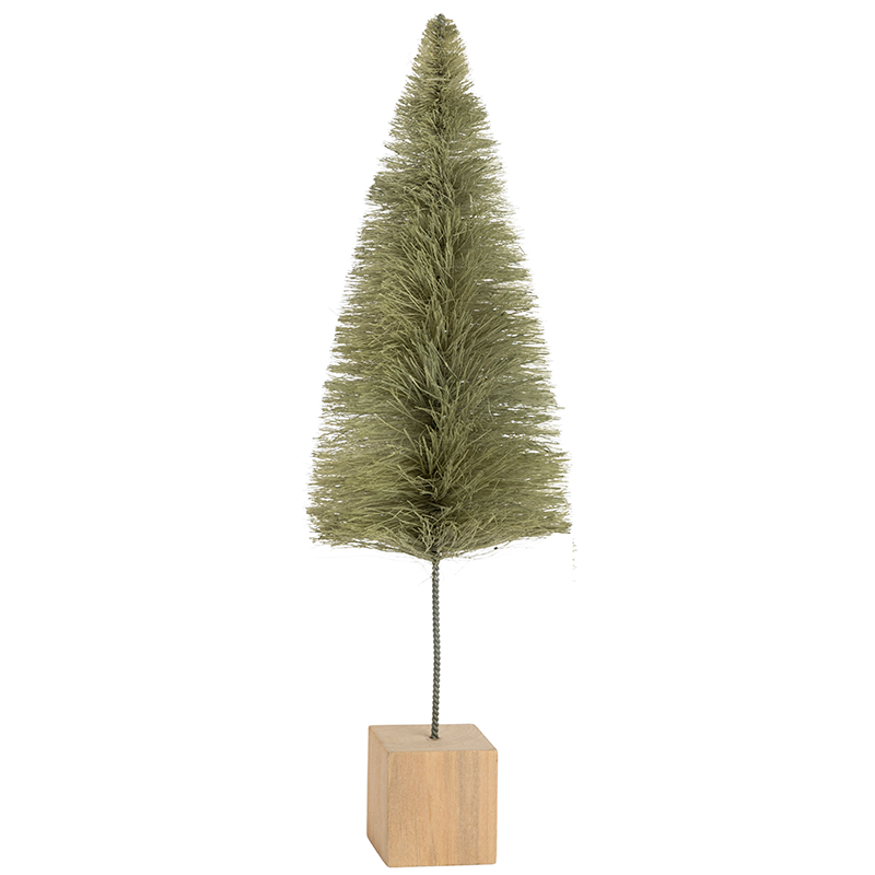 Sage Green Bottle Brush Tree on Wood