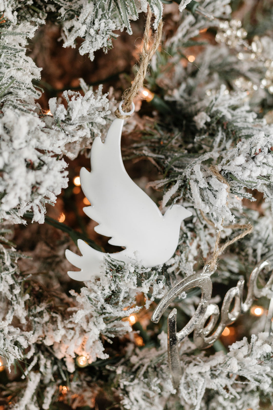 White Gloss Enamel Dove Ornament