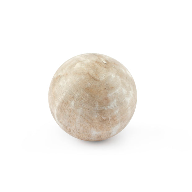 White Washed Wooden Accent Ball