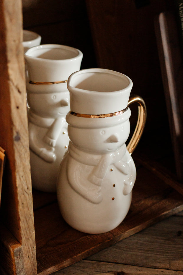 Snowman Pitcher with Gold Plating