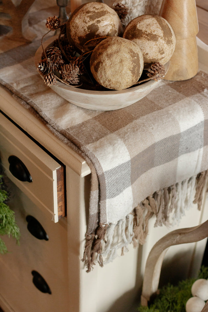 Caramel Neutral Plaid Table Runner