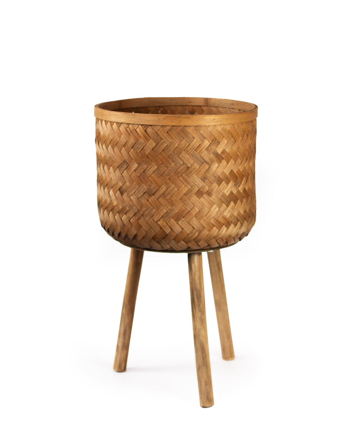 Woven Bamboo Planter Stand
