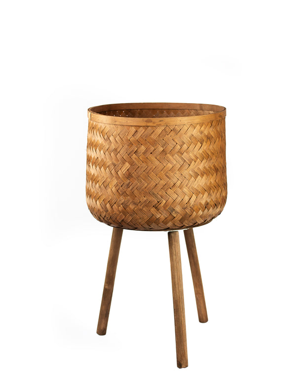 Woven Bamboo Planter Stand