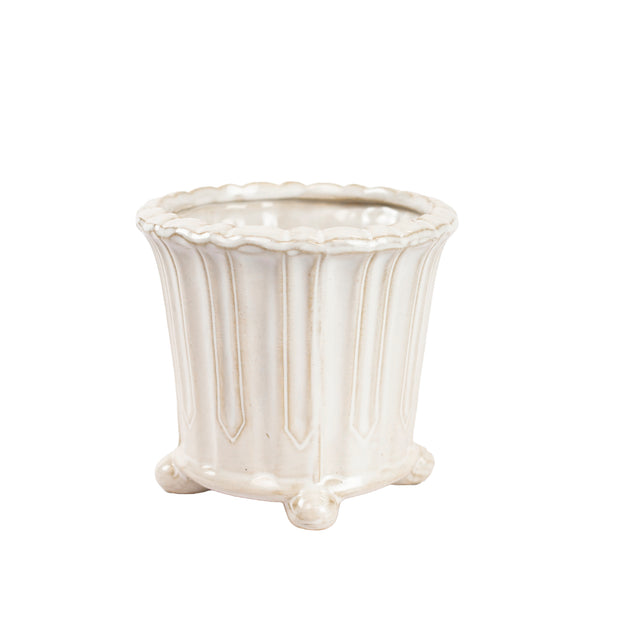 White Scalloped Footed Planter