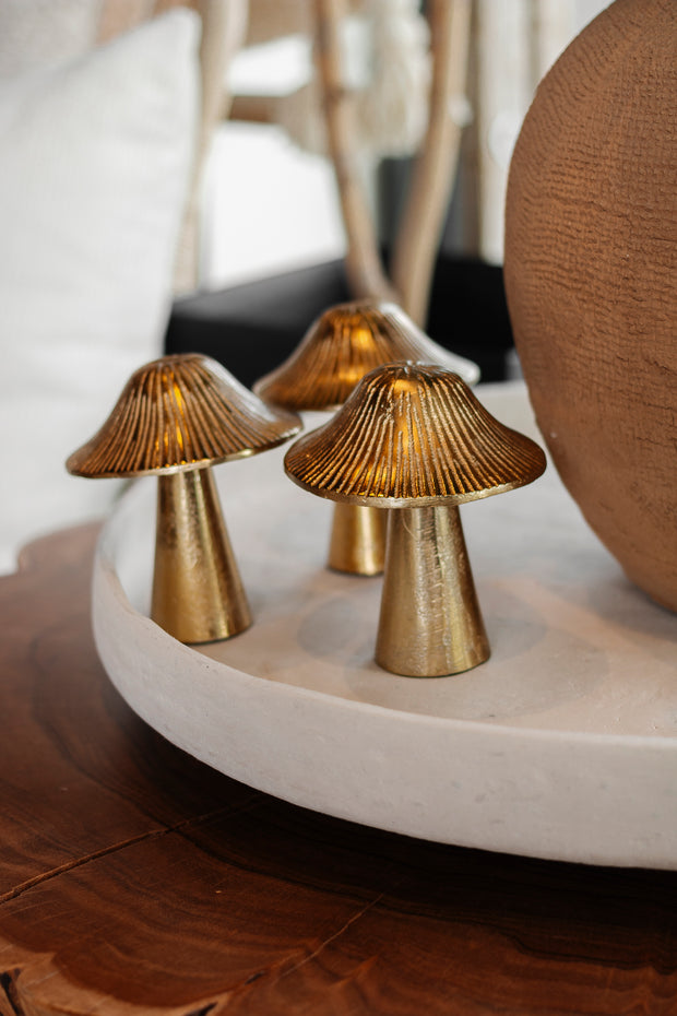 Gold Metal Mushroom Accent