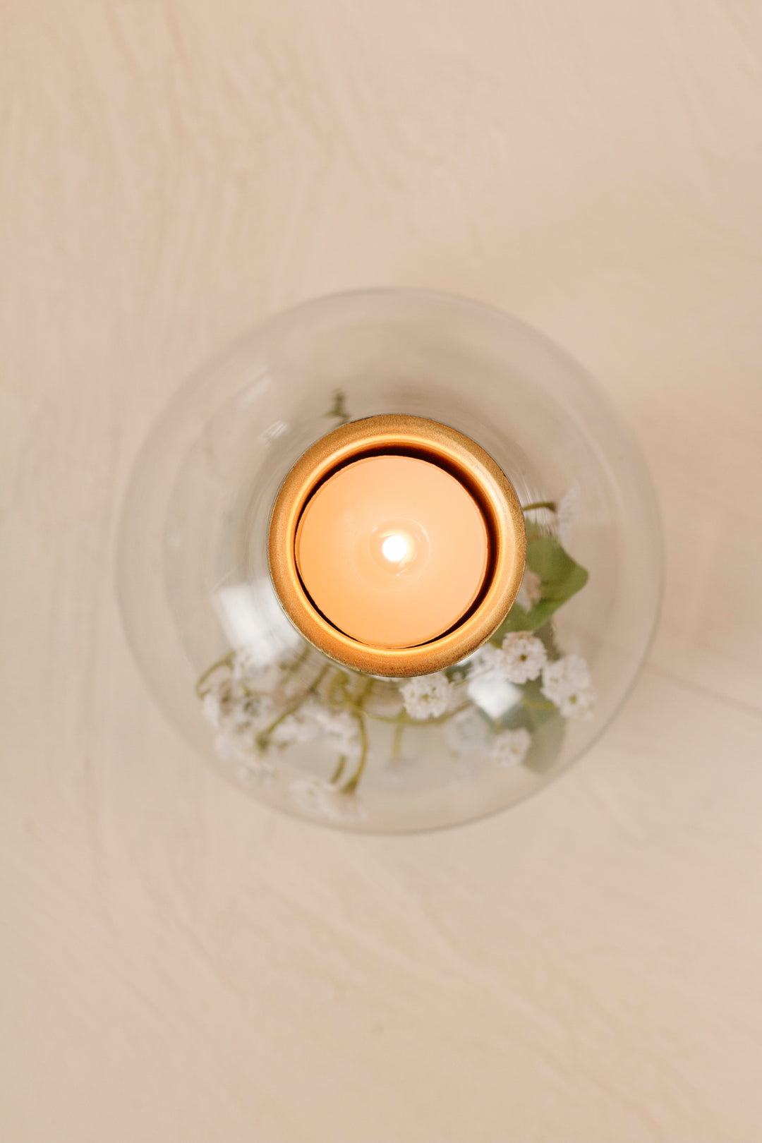 Recycled Fillable Glass & Brass Tealight Holder