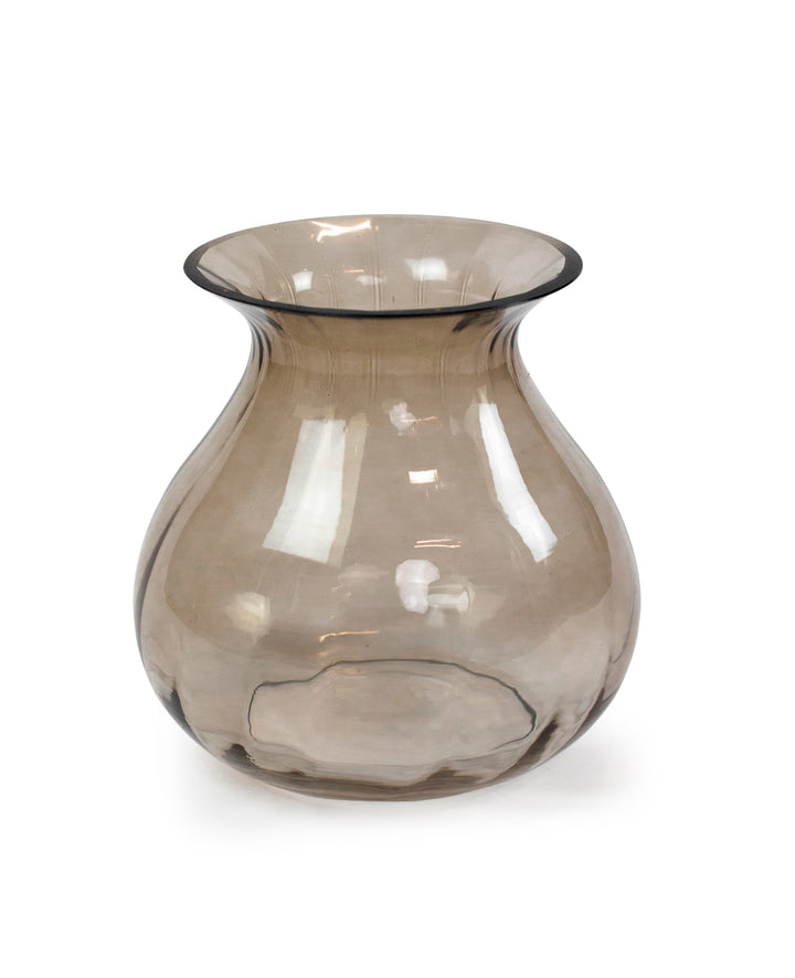 Smoke Fluted Glass Vase