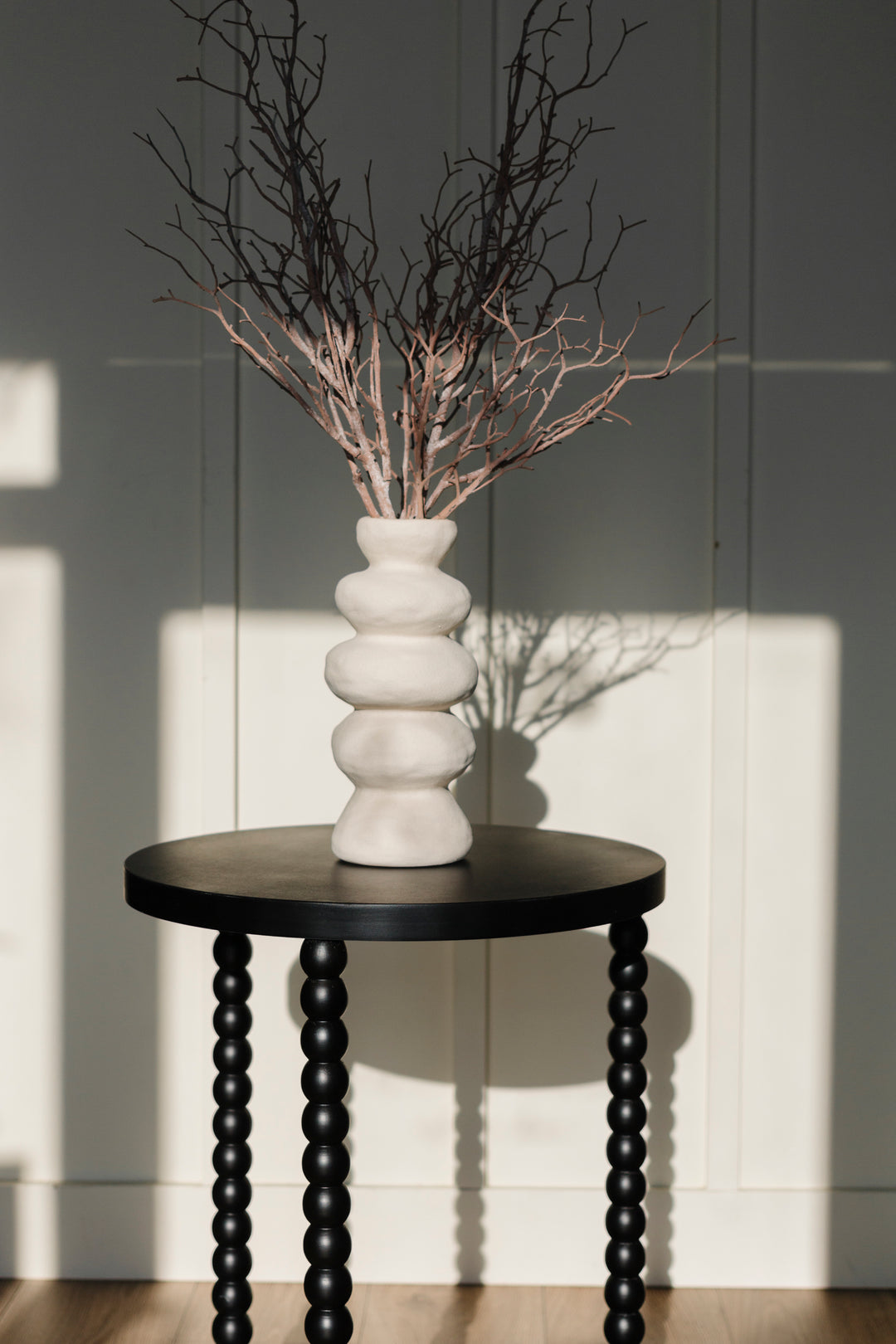 Round Black Spindle Accent Table