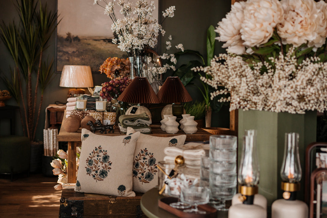 Handwoven Garden Bloom Cushion in Natural