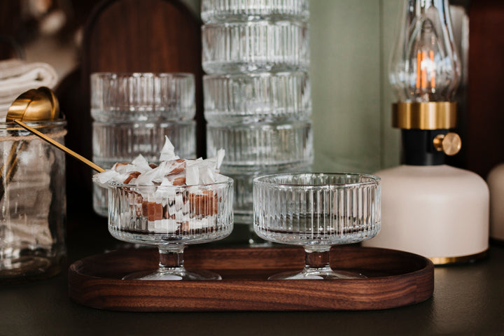 Ribbed Glass Dessert Pedestal Bowl